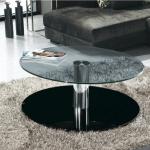 Round simple double tempered glass living room table
