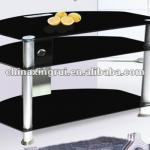 TB-26,2012 modern and simple design,semi-circle living room plasma tv table,classic black tv support with DVD player shelf