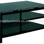3-layer black metal and glass TV stand