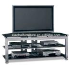 Modern tempered glass TV stand with stainless steel legs