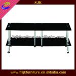 tempered glass tv bench with stainless steel pipe-CTS-036 tv bench