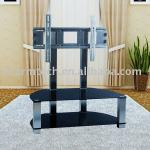 2 Shelves Black Tempered Glass LCD &amp; LED TV Stand with Square Aluminum Tube CT-FTVS-FM203B