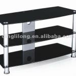 black glass living room TV stand