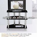 black Tempered Glass and Chrome legs TV Stand