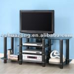 Black Contemporary LCD/Plasma Glass TV Stand Console Component Stand-QH-TVJ1005
