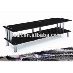 Y12 living romm furniture black double rectangle tempered glss with stainlesss steel leg modern TV stand