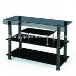 bent glass tv stand 4 tier black glass tv stands TVS-06