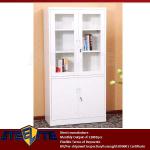 cream white steel office credenza / metal &amp; glass 4 doors ornaments display cream living room cabinet