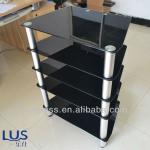 black glass tv stand 4 layer glass shelf in china-LUSFR-002A