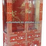 oriental antique reproduction furniture lacquer glass cabinet