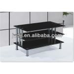 Y13 black double rectangle tempered glss with stainlesss steel leg wholesale TV stand-Y13