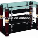 4 shelf bent glass tv stand with aluminum alloy legs