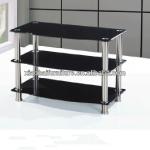 hot sale tempered glass TV stand with stainless steel legs