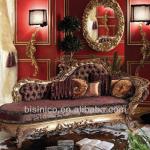 Luxury European style wooden hand carving fabric chaise lounge