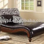 Bi Cast Leather Zebra Print Chaise Lounge w/2 pillows