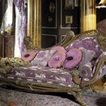 Luxury wooden floral hand carving living room fabric chaise lounge