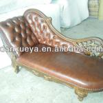 Monarchy wooden european style classic leather chaise lounge F02#