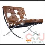 stainless steel frame leather cushion BARCELONA CHAIR in cowhide (pony leather)