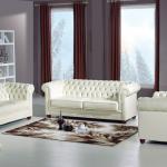 JR1311 Luxury antique chesterfield leather sofa set/studded white thick grain leather living room furniture