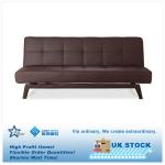 3 seater dark brown faux leather sofa bed