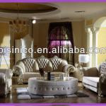 European Style Neo-Classical Living Room Furniture, Genuine Leather Sofa, Luxury Sofa Set