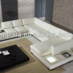2013 shallow LED leather sofa was made of solid wood frame and high density sponge and genuine leather in white color