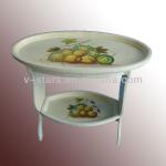 CZ-VS1369 Wooden tea table with hand painted fruit antique white-CZ-VS1369