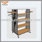 Four wheels of Commercial Wooden Shoe Rack for Store