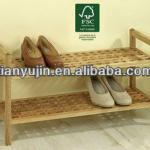 solid wooden stackable 2 tier shoe shelf,shoe rack, walnut oiled