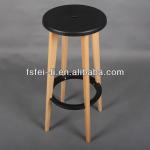 Modern bar stool metal stool with wooden top for dining