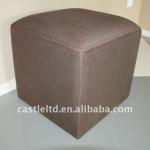 Wooden frame square Canvas ottoman,fabric covered ottoman with brown color finished