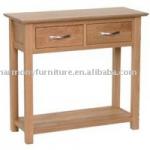 Rizhao Harmony contemporary solid oak 2 drawer metal handle console table