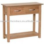 Rizhao Harmony contemporary solid oak 2 drawer metal handle console table-HY-CT-024