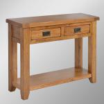 506 Range Distressed Oak 2 Drawers Console Table/Oak Wood Hall Tables