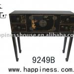 antique leather console table-9249B
