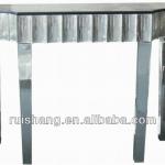 Curved front mirrored console table