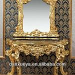 DXY-3B# luxury solid wood golden console table with mirror