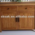 solid oak/walnut 2 door and 2 drawer sideboard