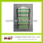 4 Layer green color wooden computer desk with bookshelf