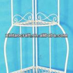 Cream Metal Triangle Foldable Corner Shelf with 4 tiers