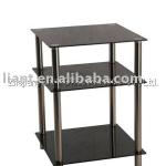 3 shelf modern black tempered glass shelf