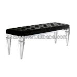 Acrylic Regency Bench With Black Cushion/Perspex/Plexiglass/PMMA