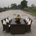 Brown 6 Seater Wicker stainless steel dining table designs-MD-115