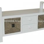 Storage bench with cushion Pine wood, MDF White color-WR-2076