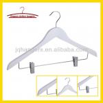 JQWW-60-7 color white wooden hanger with clips for hanging clothes rack