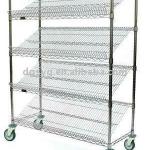 Mobile Wire Angled Shelf Carts