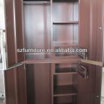 Top and bottom swing doors steel student knock down wardrobe with double small inner locker