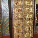 Wooden antique almirah with two door Antique Indian Old Wardrobe Almirah From Jodhpur India