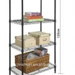 4 layer black powder coated wire shelving