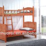 Wooden double bunk beds with ladder